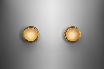 Louis Poulsen Waggon Aluminium and Brass Wall Lamps for Louis Poulsen Denmark circa 1970s