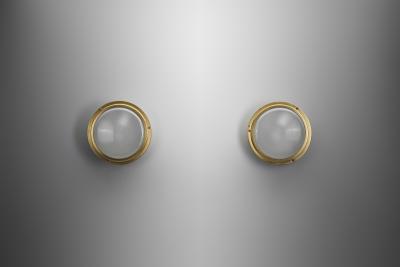 Louis Poulsen Waggon Aluminium and Brass Wall Lamps for Louis Poulsen Denmark circa 1970s