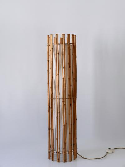Louis Sognot Elegant Mid Century Modern Bamboo Floor Lamp by Louis Sognot France 1960s