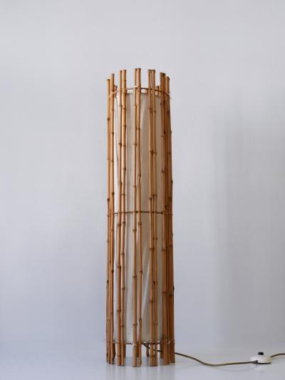 Louis Sognot Elegant Mid Century Modern Bamboo Floor Lamp by Louis Sognot France 1960s
