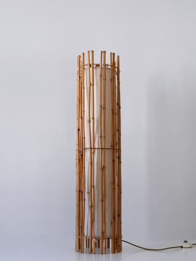 Louis Sognot Elegant Mid Century Modern Bamboo Floor Lamp by Louis Sognot France 1960s