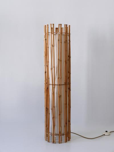 Louis Sognot Elegant Mid Century Modern Bamboo Floor Lamp by Louis Sognot France 1960s