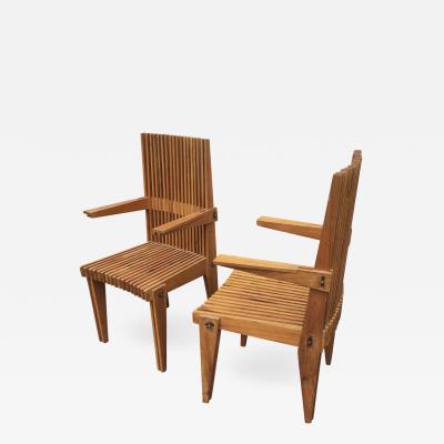 Louis Sognot Louis Sognot Pair of Awesome Architectural Arm Chairs