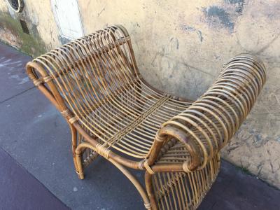 Louis Sognot Louis Sognot Spectacular Rattan Throne Bench