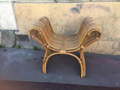 Louis Sognot Louis Sognot Spectacular Rattan Throne Bench