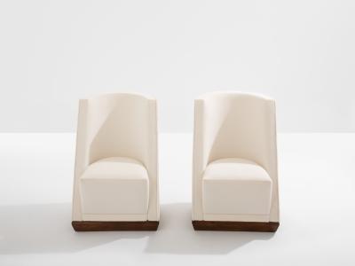 Louis Sognot Louis Sognot pair of modernist armchairs walnut white alpaca 1927