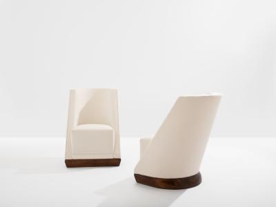 Louis Sognot Louis Sognot pair of modernist armchairs walnut white alpaca 1927