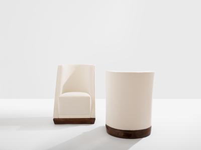 Louis Sognot Louis Sognot pair of modernist armchairs walnut white alpaca 1927