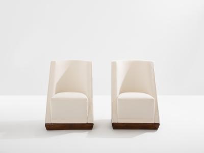 Louis Sognot Louis Sognot pair of modernist armchairs walnut white alpaca 1927