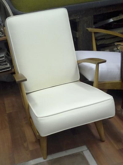 Louis Sognot Pair of Comfy Ash Tree Fifties Lounge Chairs attributed to Louis Sognot