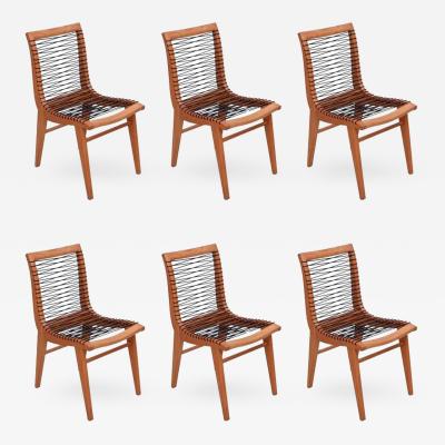 Louis Sognot Set of Six Sculptural Louis Sognot Dining Chairs France 1950