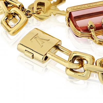 Louis Vuitton Louis Vuitton 18K YG 8 Charm Padlock Efel Tower Keys Suitcase Bracelet