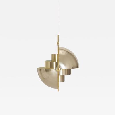 Louis Weisdorf Brass Multi Lite Pendant by Louis Weisdorf Denmark 1972