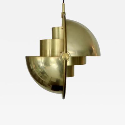 Louis Weisdorf RARE BRASS VINTAGE MULTI LITE PENDANT BY LOUIS WEISDORF FOR LYFA DENMARK