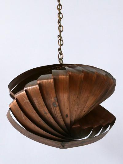 Louis Weisdorf Unique Copper Pendant Lamp Konkylie by Louis Weisdorf for Lyfa Denmark 1960s