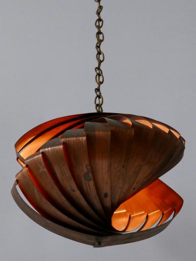 Louis Weisdorf Unique Copper Pendant Lamp Konkylie by Louis Weisdorf for Lyfa Denmark 1960s