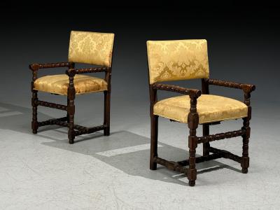 Louis XIII Barley Twist Occasional Chairs Fabric Cherry France 17th c 