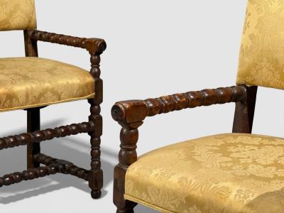 Louis XIII Barley Twist Occasional Chairs Fabric Cherry France 17th c 