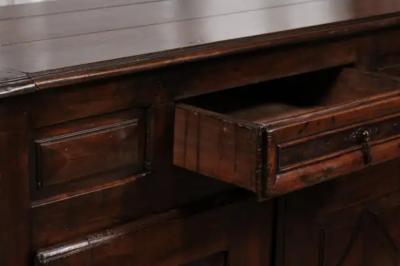 Louis XIII Style French 19th Century Walnut Buffet with Carved Diamond Motifs