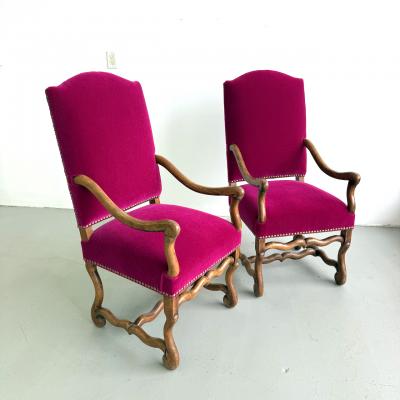Louis XIII Style Pair of Os de Mouton Arm Chairs 1890s 