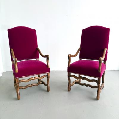 Louis XIII Style Pair of Os de Mouton Arm Chairs 1890s 