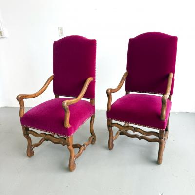 Louis XIII Style Pair of Os de Mouton Arm Chairs 1890s 