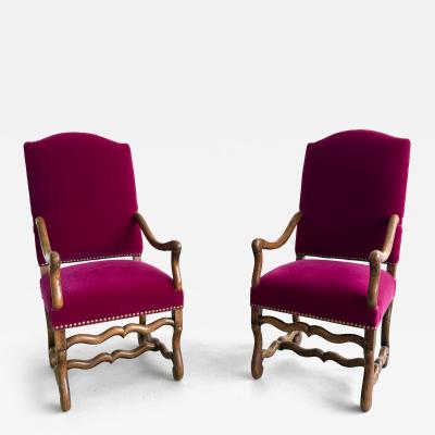 Louis XIII Style Pair of Os de Mouton Arm Chairs 1890s 