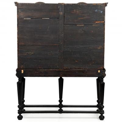 Louis XIV Antique Ebonized Brass Inlaid Display Cabinet Bookcase Vitrine