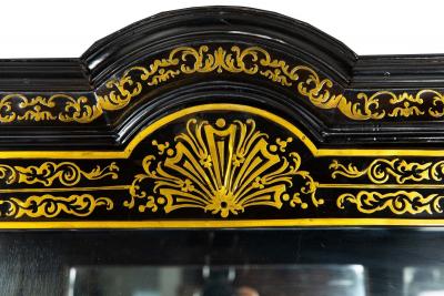 Louis XIV Antique Ebonized Brass Inlaid Display Cabinet Bookcase Vitrine