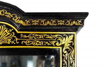 Louis XIV Antique Ebonized Brass Inlaid Display Cabinet Bookcase Vitrine