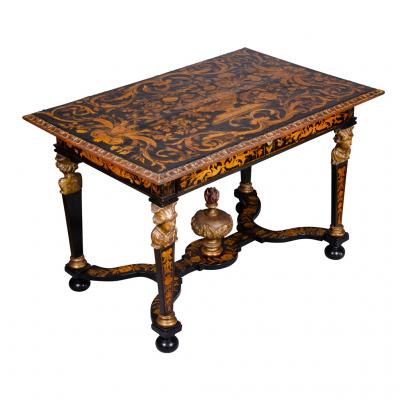 Louis XIV Marquetry and Ebonized Writing Center Table