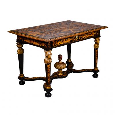 Louis XIV Marquetry and Ebonized Writing Center Table