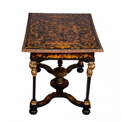 Louis XIV Marquetry and Ebonized Writing Center Table