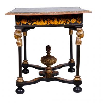 Louis XIV Marquetry and Ebonized Writing Center Table