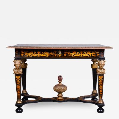 Louis XIV Marquetry and Ebonized Writing Center Table