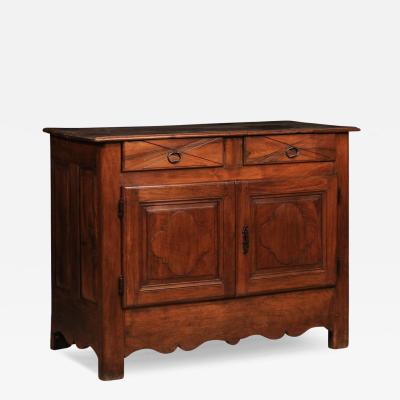 Louis XIV Period 18th Century Walnut Buffet with Carved Quatrefoil Motifs