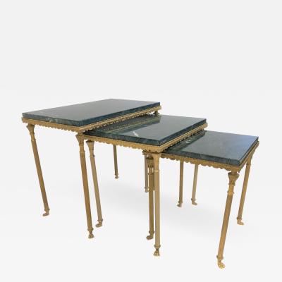 Louis XIV Style Bronze Marble Nesting Tables