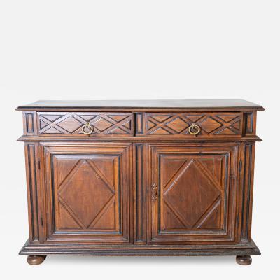 Louis XIV Walnut Sideboard with Geometric Panels Lombardy Piedmont 17th C