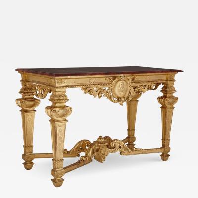 Louis XIV style carved giltwood rectangular console table