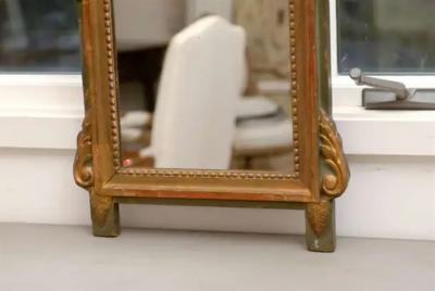 Louis XV 1760s Painted Gilt and Carved Accent Mirror w Grisaille Harbor Scene