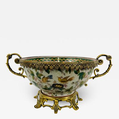 Louis XV Bronze Mounted Chinese Export Centerpiece Bowl or Vase