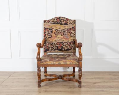 Louis XV Carved Walnut Armchair from Tuscany 18th Century