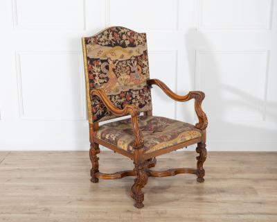 Louis XV Carved Walnut Armchair from Tuscany 18th Century