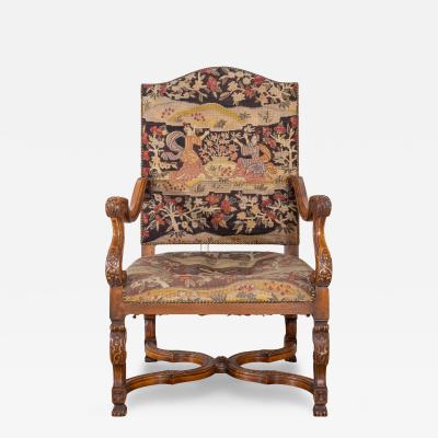 Louis XV Carved Walnut Armchair from Tuscany 18th Century