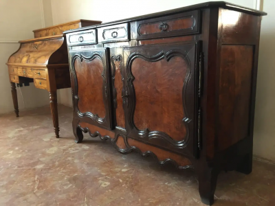 Louis XV Country French Carved Elm Sideboard Early 1800s
