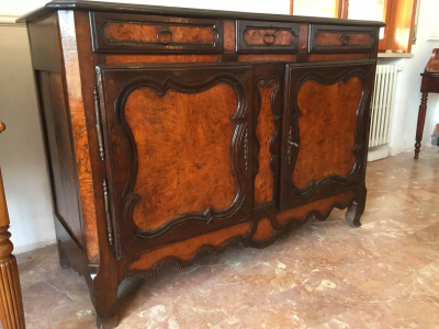 Louis XV Country French Carved Elm Sideboard Early 1800s