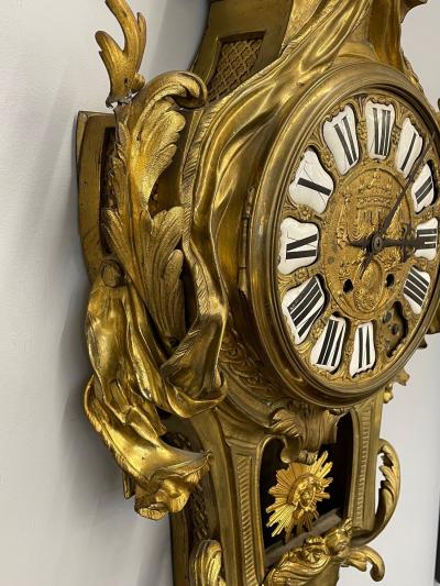 Louis XV Figural Cartel Clock Dore Bronze France 19th 20th c 