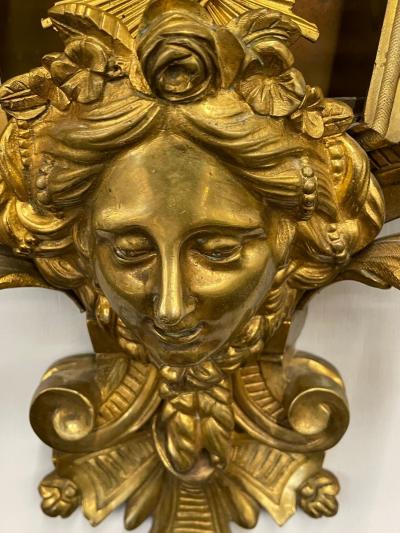 Louis XV Figural Cartel Clock Dore Bronze France 19th 20th c 