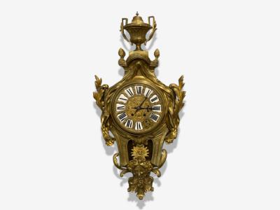 Louis XV Figural Cartel Clock Dore Bronze France 19th 20th c 