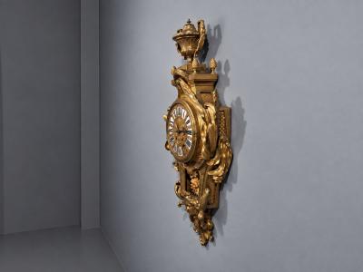 Louis XV Figural Cartel Clock Dore Bronze France 19th Century